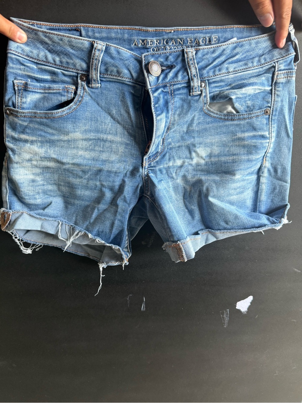 American Eagle Outfitters Light Blue Distressed Denim Jean Shorts
